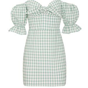 Lrumi Mia Green And White Gingham Mini Dress Xs - image 1